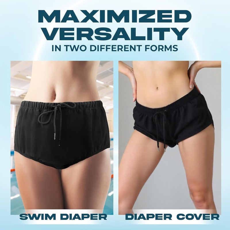 LFDAVP Reusable Adult Swim Diaper Special Needs, Incontinence Plastic Pants Cloth Diaper Cover, Waterproof Training Rubber Underwear（Black, 2XL - Image 3